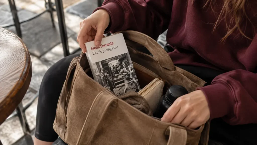 Roman glissé dans un sac à main pour lire dans les petits moments de la journée