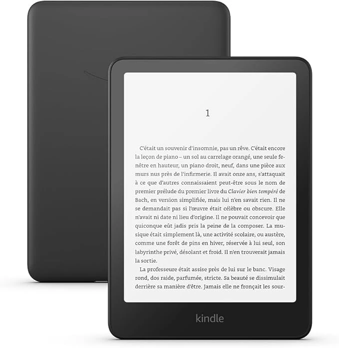 Liseuse Kindle, vue de face et de dos