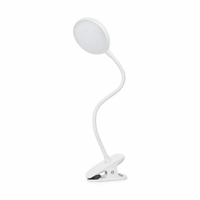 Lampe de lecture à pince rechargeable blanche